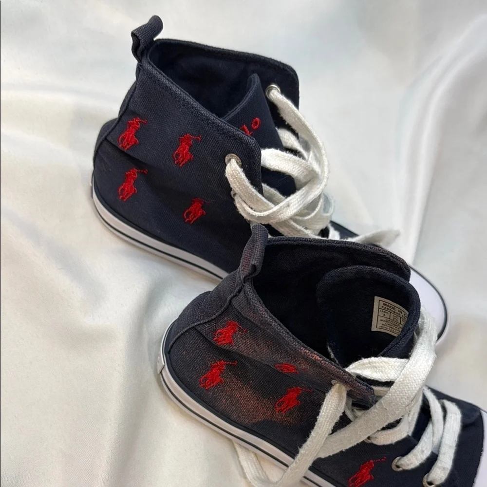 Polo Ralph Lauren Kids' size 3, Navy High-Top Sneakers, pre-owned, ***READ!*** - Picture 11 of 16